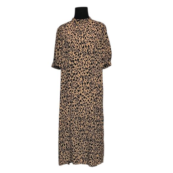 Anthropologie Leopard Print Short Sleeves Midi Dress size XS - Picture 1 of 16